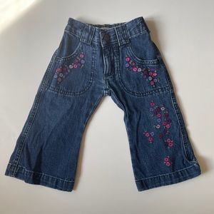 Vintage OshKosh B’gosh flower embroidered denim flared baby jeans 12 months